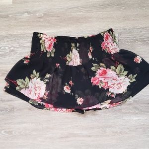Black Floral Skorts